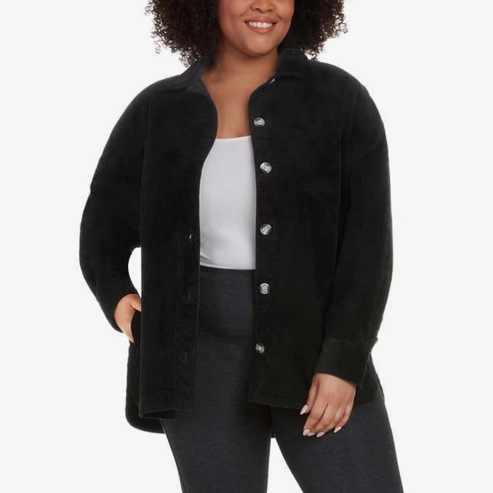 Matty M black corduroy button down shirt jacket, medium